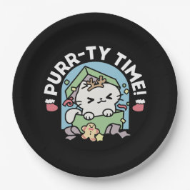 Plato De Papel Celebración de los navidades con un gato moro