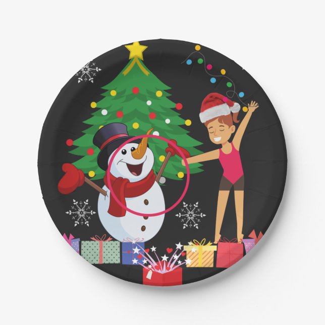 Plato De Papel Celebración de los Navidades de gimnasia rítmica (Anverso)