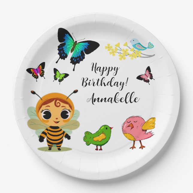 Plato De Papel Celebración de los niños Fiestas en el jardín (Anverso)