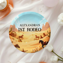 Plato De Papel Celebración del 1er Cumpleaños del Vaquero Rústico