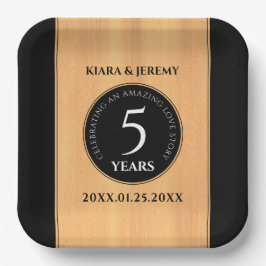 Plato De Papel Celebración del 5° Aniversario del Boda de Madera 