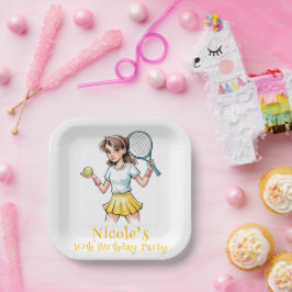 Plato De Papel Celebración del Chica de tenis Ace