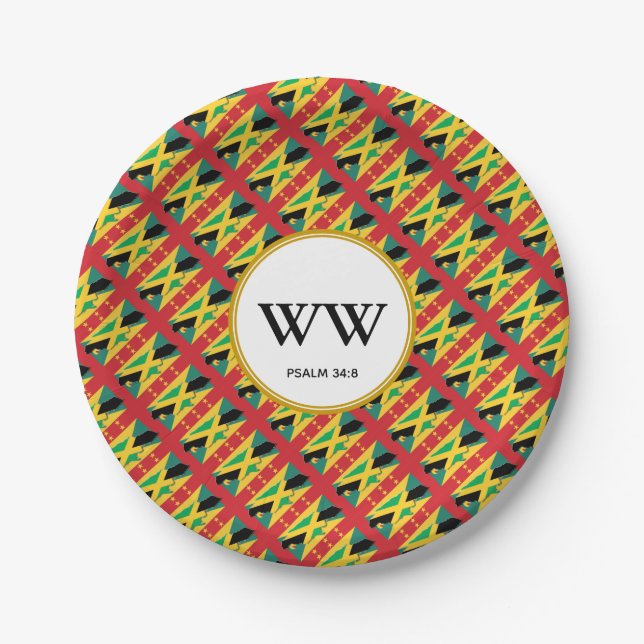 PLATO DE PAPEL CELEBRACIÓN DEL DÍA DEL CUMPLEAÑOS BANDERA DE JAMA (Anverso)