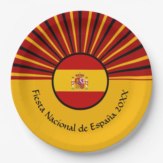 Plato De Papel Celebración del Día Nacional Español España Hispan (Anverso)