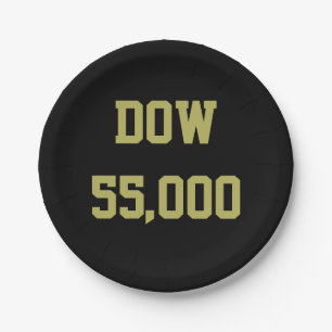 Plato De Papel Celebración del Dow 55,000 en el Mercado de Valore
