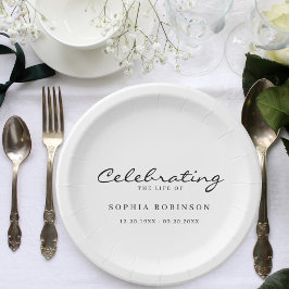 Plato De Papel Celebración del funeral de un guión elegante