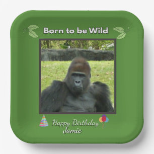 Plato De Papel Celebración del Gorila Verde de la Jungla