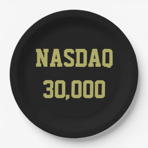 Plato De Papel Celebración del mercado de valores NASDAQ 30000