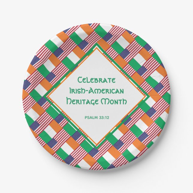 Plato De Papel Celebración del Patrimonio IRLANDÉS-AMERICANO (Anverso)