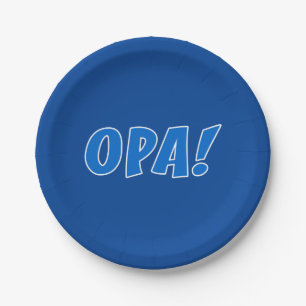 Plato De Papel Celebración en griego Opa (azul oscuro)