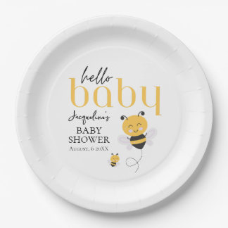 Plato De Papel Celebraciones Hermosas: Hello Baby Bee Shower