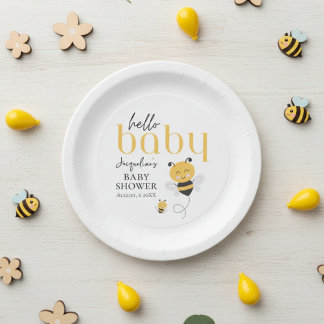 Plato De Papel Celebraciones hermosas: Hola Bee Shower
