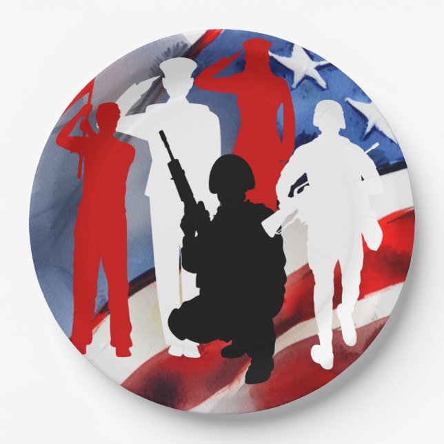 Plato De Papel Celebrando a los veteranos (Anverso)