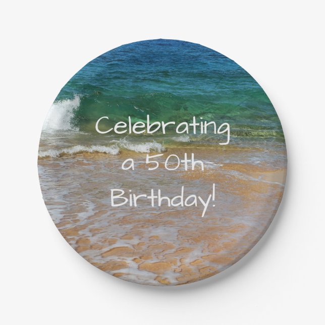 Plato De Papel Celebrando los 50 cumpleaños de las placas (Anverso)