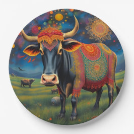 Plato De Papel Celebrar Diwali con vacas sagradas disfrazadas