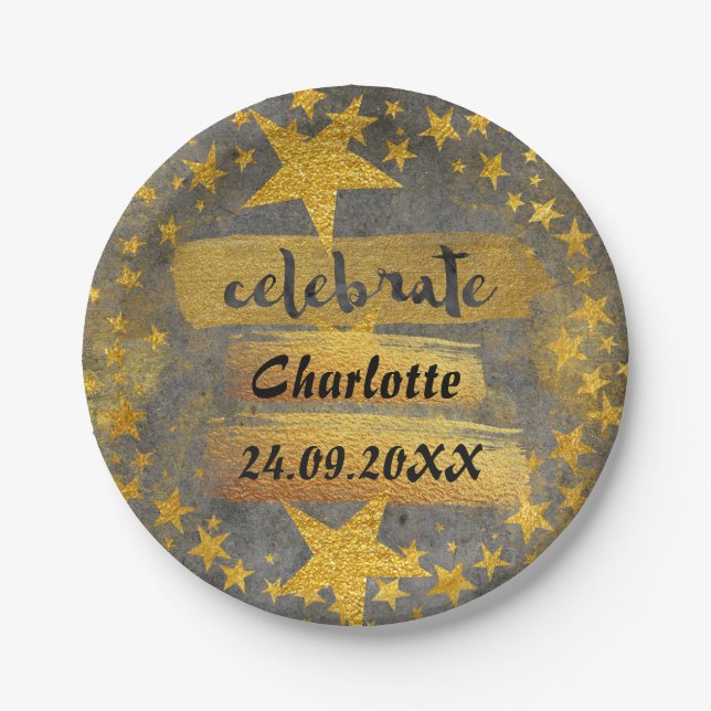 Plato De Papel Celebrar el cumpleaños Bachelor Bridal Shower Grun (Anverso)