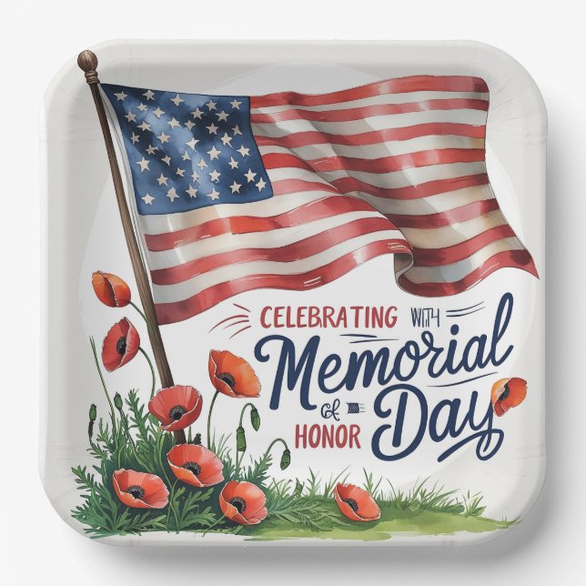 Plato De Papel Celebrar el Día de la Conmemoración de las Placas  (Anverso)