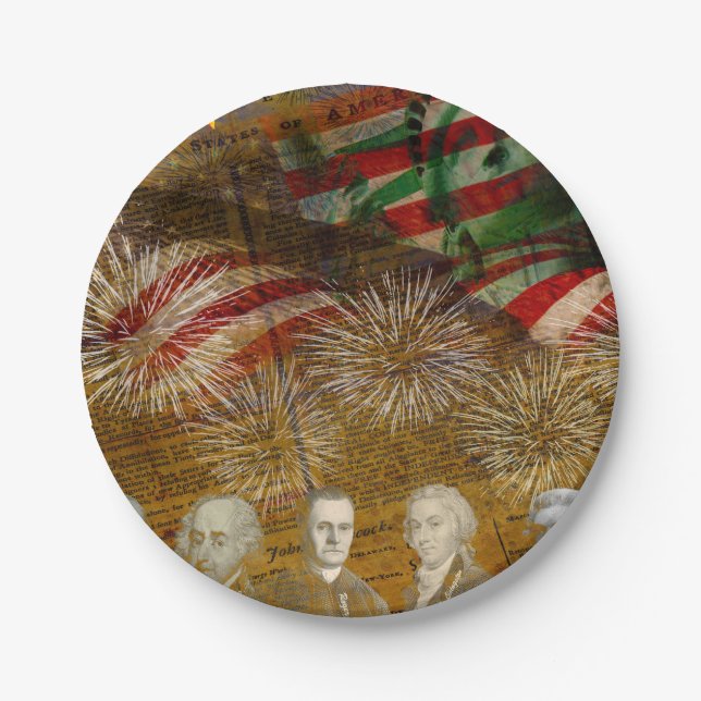 Plato De Papel Celebrar el Día de la Independencia (Anverso)