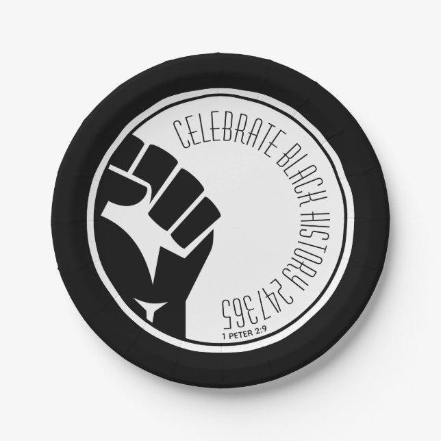 Plato De Papel CELEBRAR HISTORIA NEGRA 247365 BHM Personalizado (Anverso)