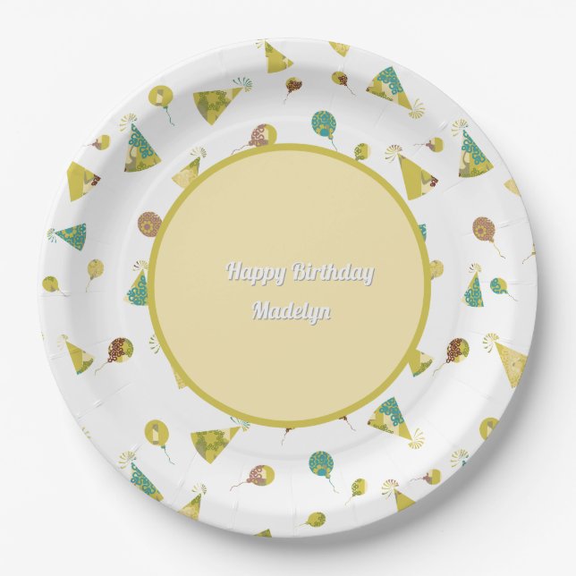 Plato De Papel Celebrate Adult Birthday Silhouette Pattern (Anverso)
