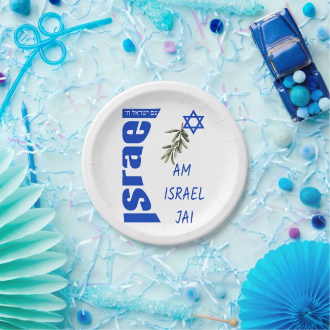 Plato De Papel Celebrate Life: Am Israel Jai (Fiesta)