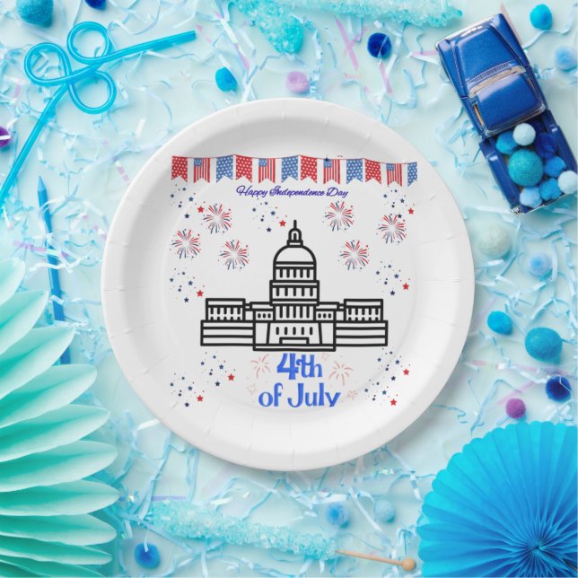Plato De Papel Celebrating 4th of July  (Fiesta)