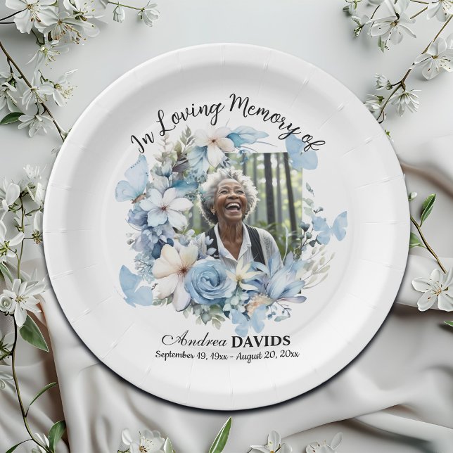 Plato De Papel Celebration Of Life 1 Photo Garland Blue Floral  (Subido por el creador)