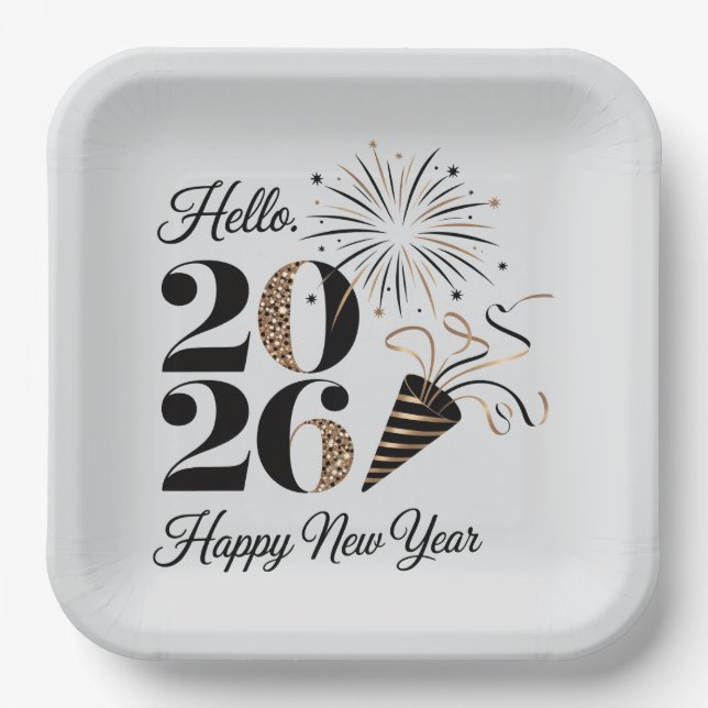 Plato De Papel Celebratory 2026 Welcome the New Year  (Anverso)