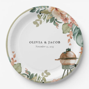 Plato De Papel Celebremos con la ducha de las parejas de barbacoa