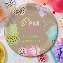 Plato De Papel Celebremos el cumpleaños con té de burbujas bobba