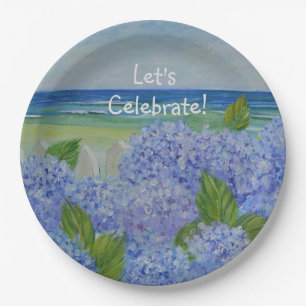 Plato De Papel Celebremos la playa del Hydrangea