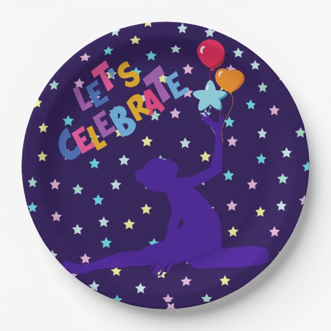 Plato De Papel Celebremos las estrellas y los globos (Anverso)