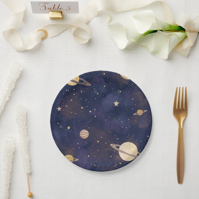 Plato de papel celestial – Diseño de fiesta de est (Boda)