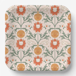 Plato De Papel Celestial Floral Sunburst Seamless Pattern Design