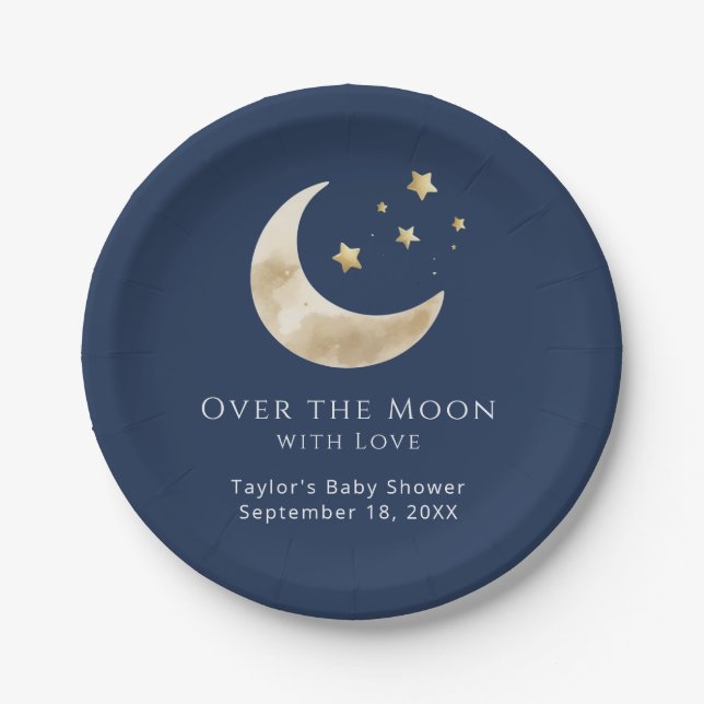 Plato De Papel Celestial Moon and Stars Over the Moon (Anverso)