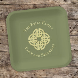Plato De Papel Celta personalizada Gold St. Patrick's Day