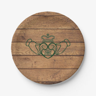 Plato De Papel Celtic rústico Claddagh