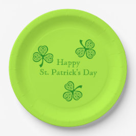 Plato De Papel Celtic Shamrock Happy St. Patrick's Day