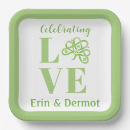 Plato De Papel Celtic Verde Shamrock Acuarela Bodas de NAME