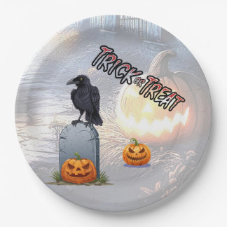 Plato De Papel Cementerio de Halloween