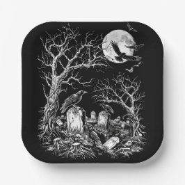 Plato De Papel Cementerio de Nevermore