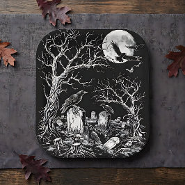 Plato De Papel Cementerio Nevermore