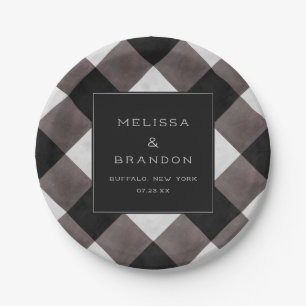 Plato De Papel Cena Boda de Buffalo Plaid Check