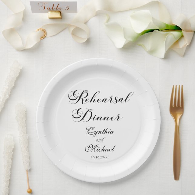 Plato De Papel Cena Boda de guión moderno (Boda)