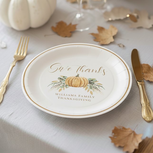 Plato De Papel Cena de Acción de Gracias Dar Gracias Calabaza (Subido por el creador)