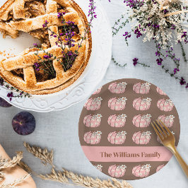 Plato De Papel Cena de Acción de Gracias de la Cosecha de Calabaz