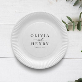 Plato De Papel Cena de Boda de guión elegante clásico