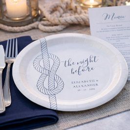 Plato De Papel Cena de Ensayo de Boda con Cuerda Náutica Moderna