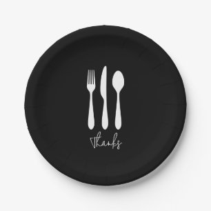 Plato De Papel Cena de Moda moderna gracias negro