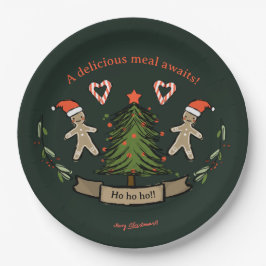 Plato De Papel Cena de Navidades Cute Retro ilustrada